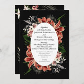 Dark Moody Wedding Invitation QR Code Botanisch Kaart (Voorkant / Achterkant)