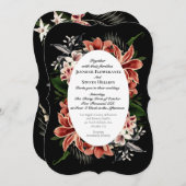 Dark Moody Wedding Invitation QR Code Botanisch Kaart (Voorkant / Achterkant)