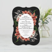 Dark Moody Wedding Invitation QR Code Botanisch Kaart (Staand voorkant)