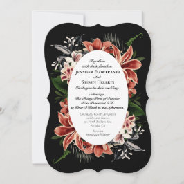 Dark Moody Wedding Invitation QR Code Botanisch Kaart
