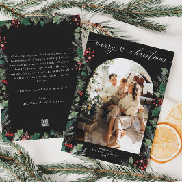 Dark Moody Winter Botanicals Foto Kerst Kaart