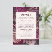 Dark Moody Winter Bourgondië & Maroon Bloemen Huwe Informatiekaartje (Staand voorkant)