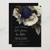 Dark Moody Winter Floral Wedding Kaart (Voorkant / Achterkant)