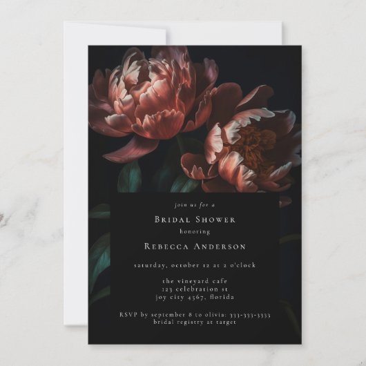 Dark Moody Zwart Gothic Florals Vrijgezellenfeest Kaart (Voorkant)