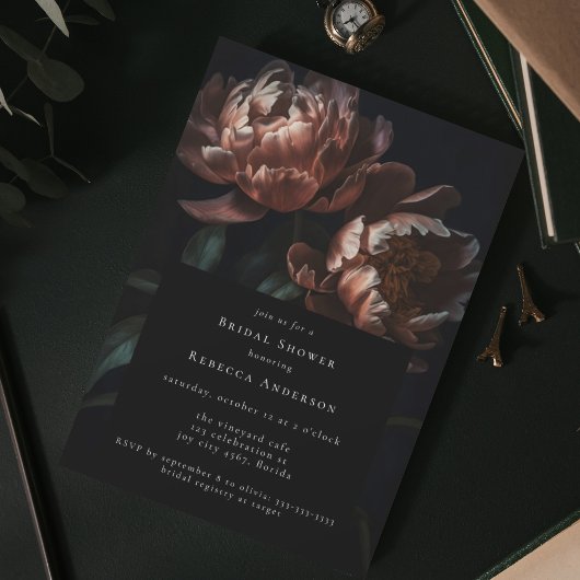 Dark Moody Zwart Gothic Florals Vrijgezellenfeest Kaart