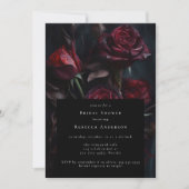 Dark Moody Zwart Gothic Red Roses Vrijgezellenfees Kaart (Voorkant)