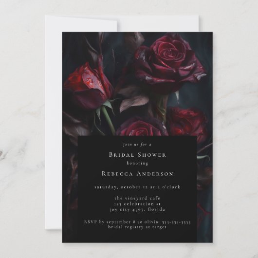 Dark Moody Zwart Gothic Red Roses Vrijgezellenfees Kaart (Voorkant)