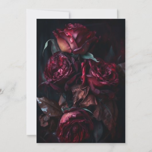 Dark Moody Zwart Gothic Red Roses Vrijgezellenfees Kaart (Achterkant)