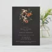 Dark Moody Zwart Gotische Bloemen Schedel Vrijgeze Kaart (Staand voorkant)