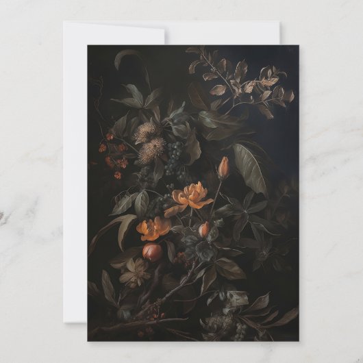 Dark Moody Zwart Gotische Bloemen Schedel Vrijgeze Kaart (Achterkant)