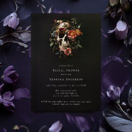 Dark Moody Zwart Gotische Bloemen Schedel Vrijgeze Kaart
