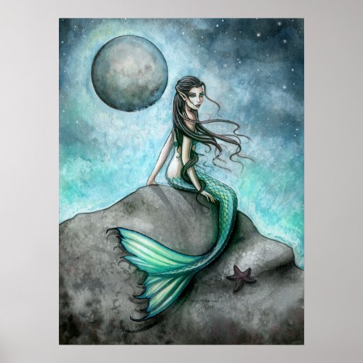 Dark Moon Mermaid Fantasy Art Poster (Voorkant)