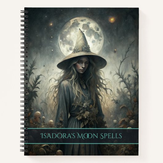 Dark Moon Witch - Aangepaste Grimoire Journal Notitieboek (Voorkant)