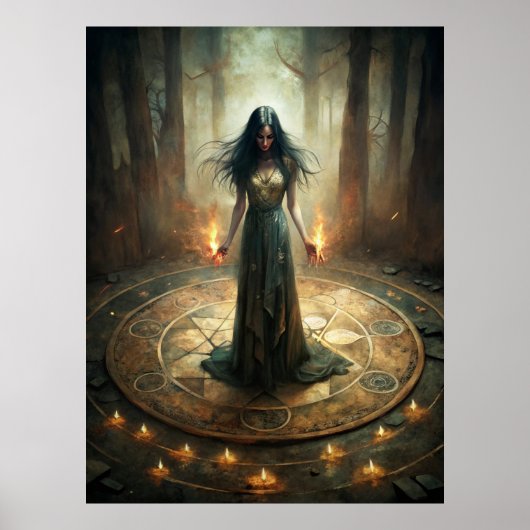 Dark Moon Witch - Ritual Circle Wall Poster (Voorkant)