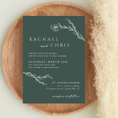 Dark Moss Emerald Green Modern Stenciled Botanical Kaart