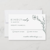 Dark Moss Emerald Green Modern Stenciled Botanical RSVP Kaartje (Voorkant)