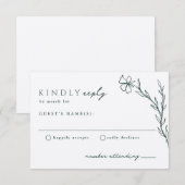 Dark Moss Emerald Green Modern Stenciled Botanical RSVP Kaartje (Voorkant / Achterkant)