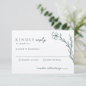 Dark Moss Emerald Green Modern Stenciled Botanical RSVP Kaartje (Staand voorkant)