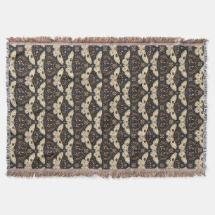 Dark Moth Witchy Boho Botanical Pattern Deken