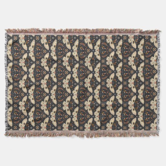 Dark Moth Witchy Boho Botanical Pattern Deken (Voorkant)