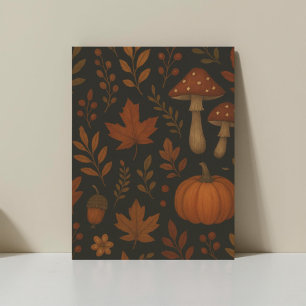 Dark Mushroom Cottagecore Whimsical Floral  Briefkaart