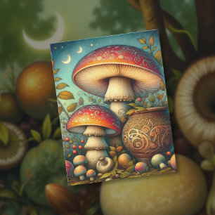 Dark Mushroom Cottagewitch Folklore Whimsical Briefkaart