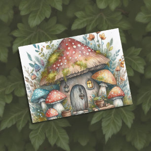 Dark Mushroom Cottagewitch Folklore Whimsical Briefkaart