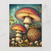 Dark Mushroom Cottagewitch Folklore Whimsical Briefkaart (Voorkant)