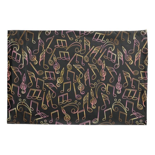 Dark Music Note Pillowcase set Kussensloop (Achterkant-Links)