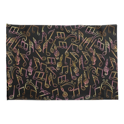Dark Music Note Pillowcase set Kussensloop (Achterkant-Rechts)
