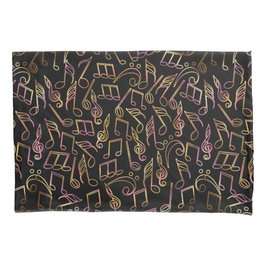 Dark Music Note Pillowcase set Kussensloop (Voorkant-Links)