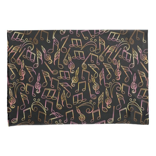 Dark Music Note Pillowcase set Kussensloop (Voorkant-Rechts)