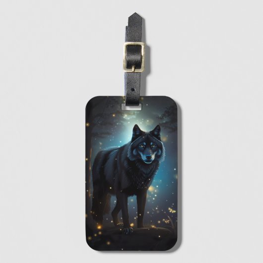 Dark Mysterious Black Wolf Bagagelabel (Voorkant (verticaal))