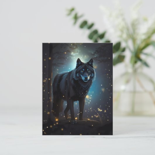 Dark Mysterious Black Wolf Briefkaart (Staand voorkant)