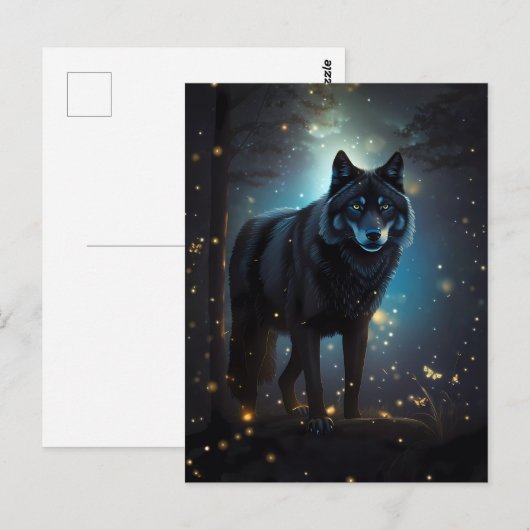 Dark Mysterious Black Wolf Briefkaart (Voorkant / Achterkant)