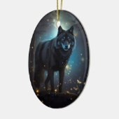 Dark Mysterious Black Wolf Keramisch Ornament (Links)