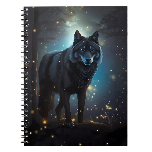 Dark Mysterious Black Wolf Notitieboek (Voorkant)