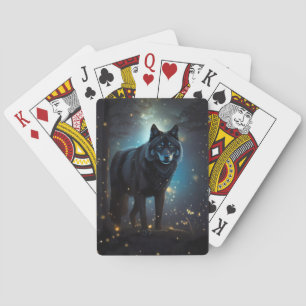 Dark Mysterious Black Wolf Pokerkaarten