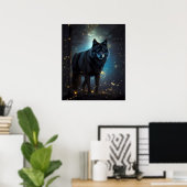 Dark Mysterious Black Wolf Poster (Thuiskantoor)