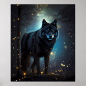 Dark Mysterious Black Wolf Poster (Voorkant)