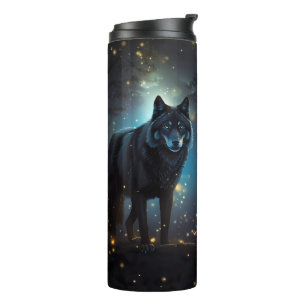 Dark Mysterious Black Wolf Thermosbeker