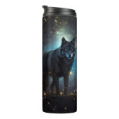 Dark Mysterious Black Wolf Thermosbeker (Geroteerd rechts)