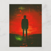 Dark Mystery Horror Man staan in het veld Briefkaart (Voorkant)