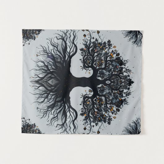 Dark Mystic Tree of Life Tapestry Wandkleed (Voorkant (horizontaal))