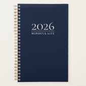 Dark Navy 2026 Planner | Aangepaste titel & initië (Voorkant)