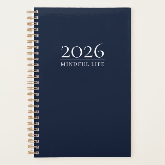 Dark Navy 2026 Planner | Aangepaste titel & initië (Voorkant)