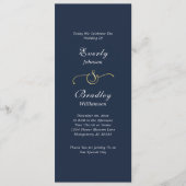 Dark Navy Background Elegant Minimal Wedding Programmakaart (Voorkant)