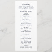 Dark Navy Background Elegant Minimal Wedding Programmakaart (Achterkant)
