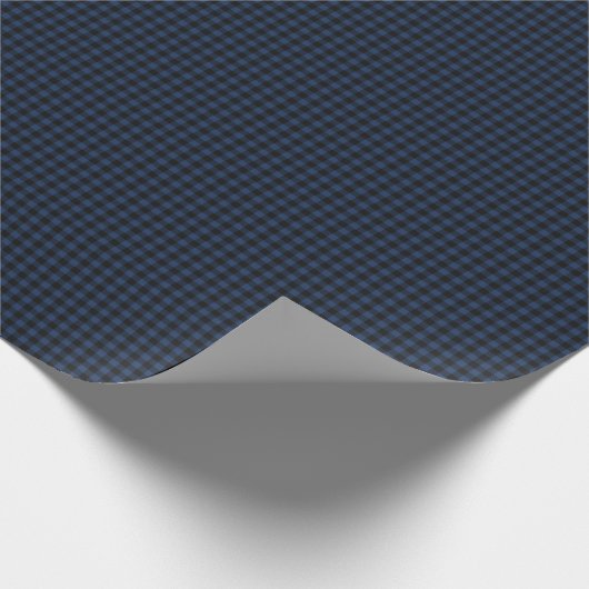 Dark Navy Blue and Black Gingham Plaid Checkered Cadeaupapier (Hoek)
