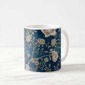 Dark Navy Blue Chinoiserie Flowers & Greenery Koffiemok (Voorkant rechts)